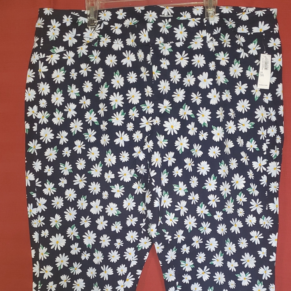 Old Navy Blue Daisy Print Pixie Pants Size 22 Plus Long
